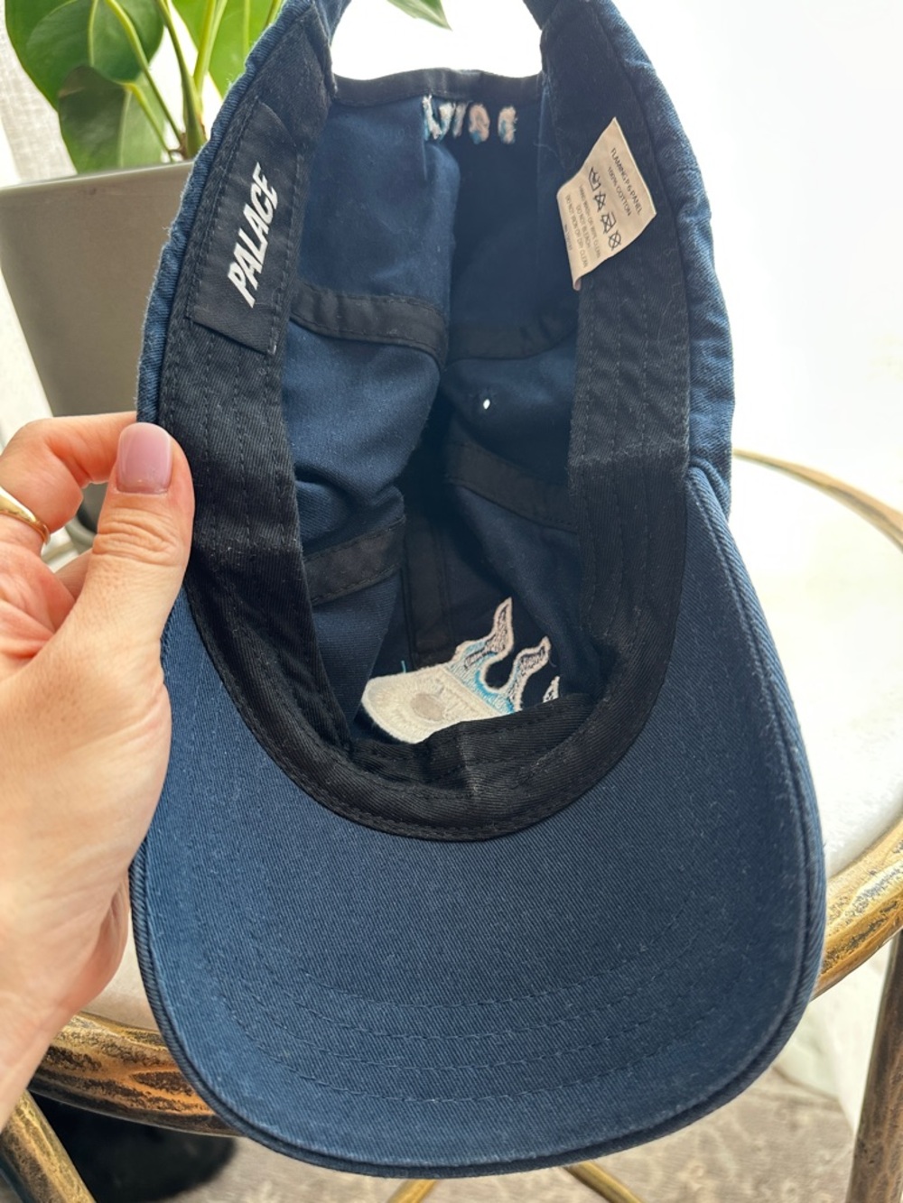 PALACE Flaming P Logo Hat in Navy - Picture 3 of 5